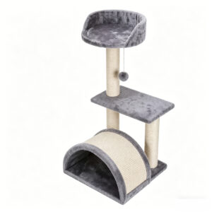 SZHD-SP1003-09 Multi-Level Cat Tree with Sisal Posts, Platforms & Arch Tunnel, 66cm Tall Grey Cat Tree
