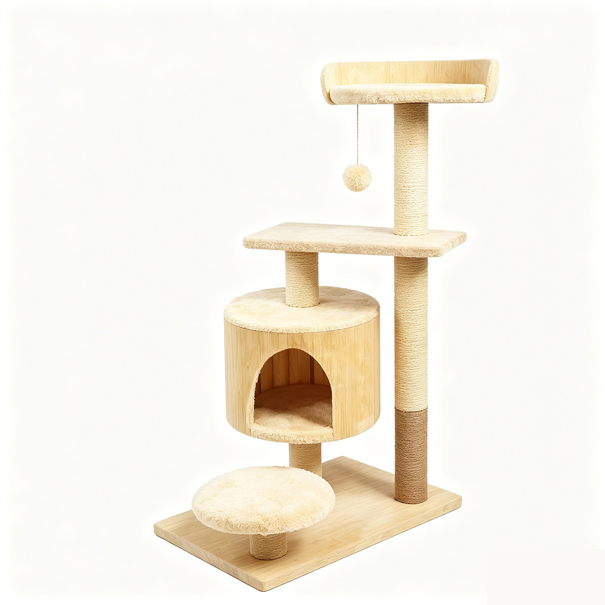 SZHD-SP1003-10 Multi-Level Cat Tree with Condo, Platforms & Sisal Posts, 88cm Tall Beige Cat Tree S326