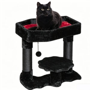 SZHD-SP1003-11 Cat Tree with Large Top Bed, Multi-Level Platforms & Sisal Posts, 50cm Tall Black Cat Tree HH345