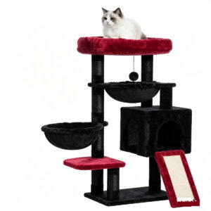 SZHD-SP1003-12 Large Multi-Level Cat Tree with Condo, Hammocks, Perches & Sisal Posts, 105cm Tall Black Cat Tree H351