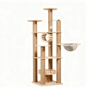 SZHD-SP5001-09 Multi-Level Solid Wood Cat Tree with Sisal Posts & Space Capsule