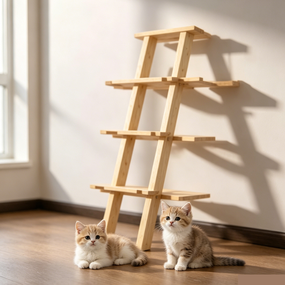 Wholesale custom double diagonal solid wood cat tree, multi-layer open platform cat tower for pet shop and pet supplies