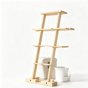 SZHD-SP6001-03 Double Diagonal Tower Cat Tree with Litter Box Compartment, 150cm tall solid wood cat tree with sisal posts, white background product photo