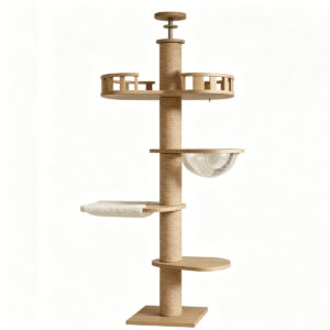 SZHD-SP6001-08 Floor-to-Ceiling Cat Tree with Multi-Level Perches, isolated on white background