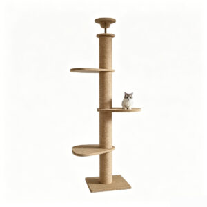 SZHD-SP6001-09 Floor-to-Ceiling Cat Tree with 3 Jumping Platforms, isolated on white background