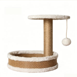 SZHD-SP2001-08 Compact Cat Tree with Sisal Post & Round Bed - White Background