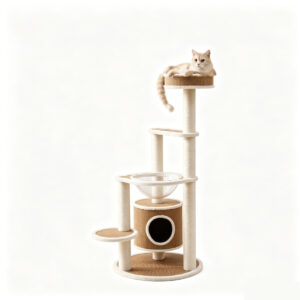 SZHD-SP2001-11 Multi-Level Cat Tree with Condo, Space Capsule & Perch - White Background