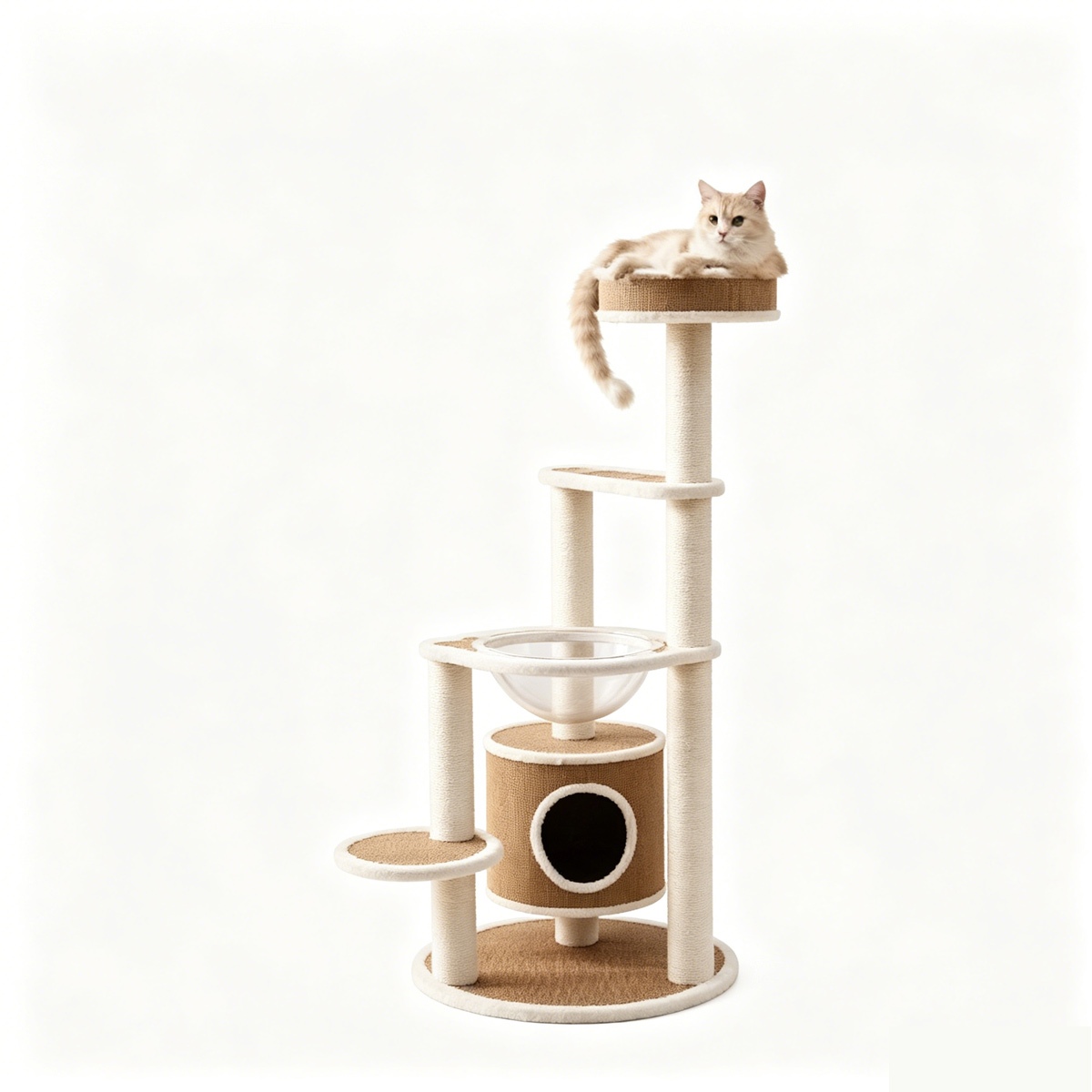 SZHD-SP2001-11 Multi-Level Cat Tree with Condo, Space Capsule & Perch - White Background
