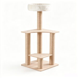 Compact melamine cat tree with top bed and multi sisal scratching posts