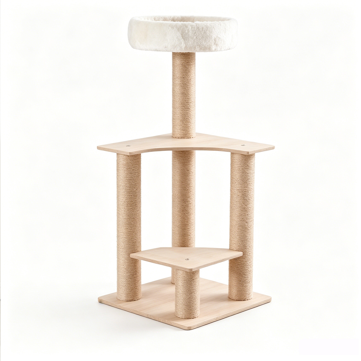 Compact melamine cat tree with top bed and multi sisal scratching posts