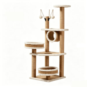 SZHD-SP2001-03 Multi-Level Woven Mat Cat Tree White Background
