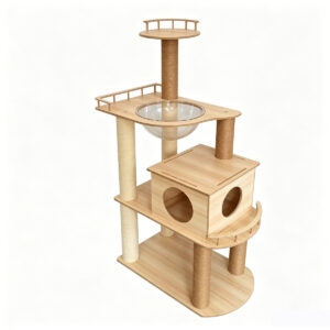 SZHD-SP3001-14 Multi-Level Laminated Density Board Cat Tree with Capsule Bed, Enclosed House & Perches