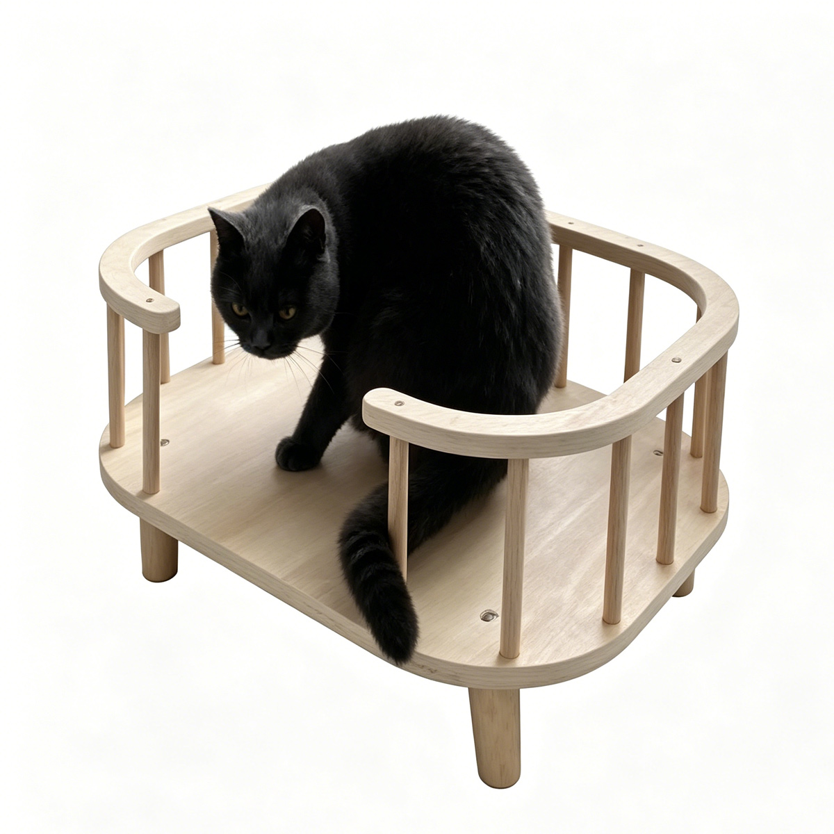 SZHD-SP4001-01 Multi-Level Solid Wood Cat Tree with Space Capsule Beds, Sisal Scratching Posts, for Multi-Cat Households
