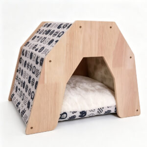 SZHD-SP4001-03 Wooden Cat House with Plush Cushion