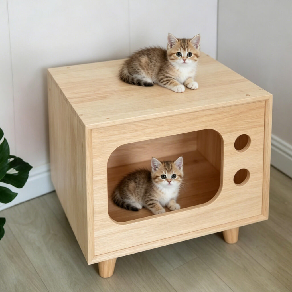 SZHD-SP4001-04 Cat House with Two Cats, Indoor Lifestyle Photo