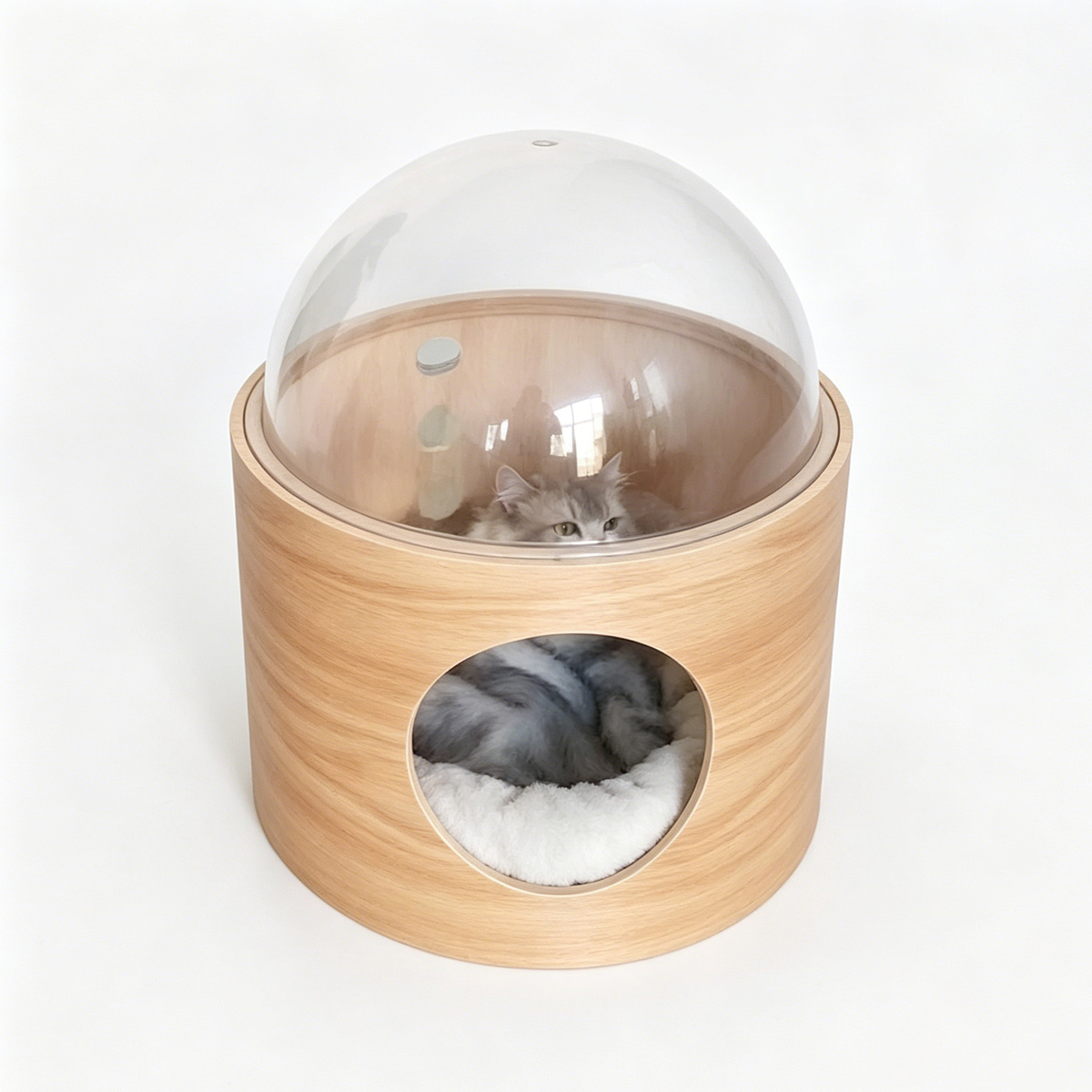 SZHD-SP4001-05 Laminated Veneer Density Board Cat Cave with Transparent Dome Top