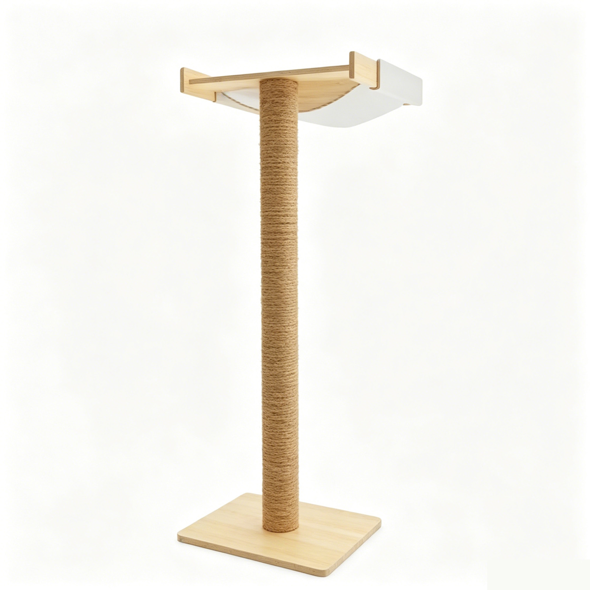 SZHD-SP5001-03 Wooden Cat Scratching Post with Suction Cup Window Perch, isolated on white background