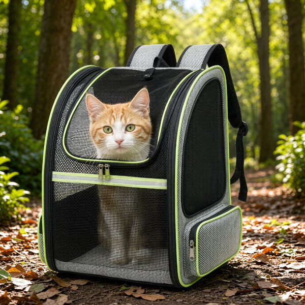 Cat carrier backpack with clear bubble window, pet travel bag for cats small dogs outdoor use