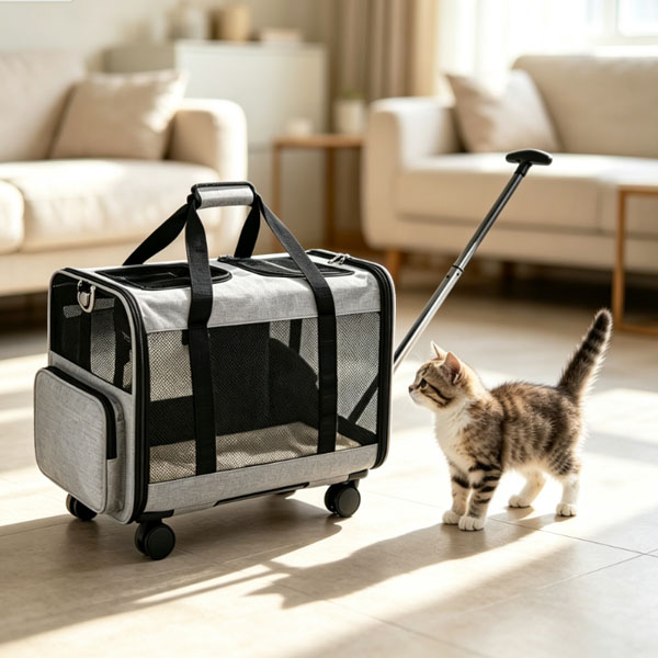 BK-SP006 Oxford cloth trolley carrier, 39×30×48cm, blue grey khaki, white background