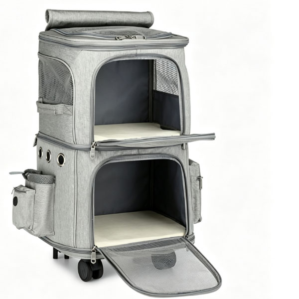 BK-SP007 8020 Oxford cloth trolley carrier, foldable design, grey/blue, 45x35x15cm folded