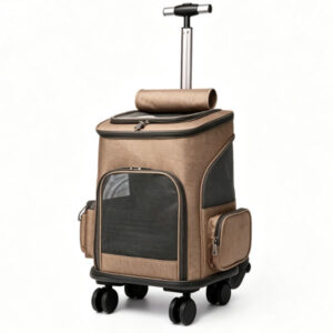 pet trolley carrier white background, khaki light grey dark grey