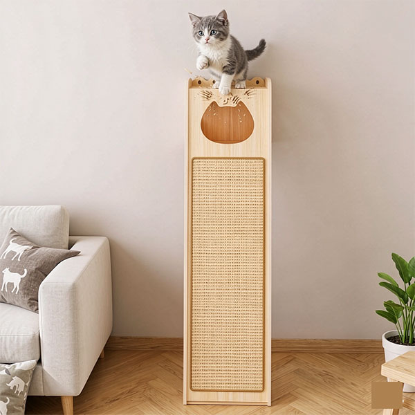 Shop SZHD-SP901-02 wall-mounted solid wood cat climbing ladder at Shuangze Global. Multi-layer wood cat wall shelf with scratching ramp and cat cave, space saving wall cat furniture.
