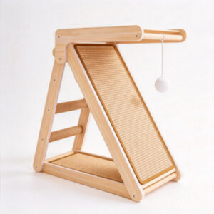 SZHD-SP901-03 folding solid pine wood cat scratching ramp, white background product shot
